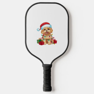 Xmas Lighting Santa Hat Maltipoo Dog Christmas Pickleball Paddle