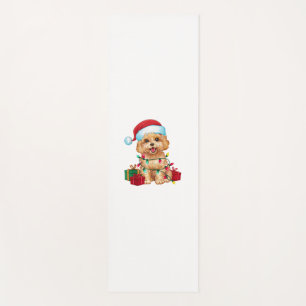 Xmas Lighting Santa Hat Maltipoo Dog Christmas Yoga Mat