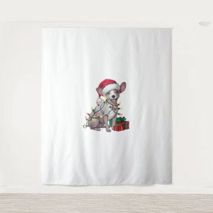 Xmas Lighting Santa Hat Mexican Hairless Dogs Chri Tapestry