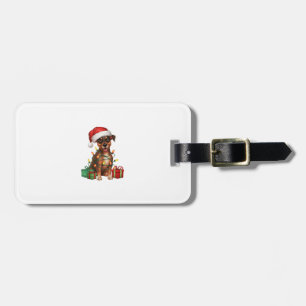 Xmas Lighting Santa Hat Miniature Pinscher Dog Chr Luggage Tag