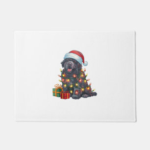 Xmas Lighting Santa Hat Newfoundland Dog Christmas Doormat