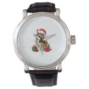 Xmas Lighting Santa Hat Norwegian Elkhound Dog Chr Watch