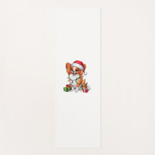 Xmas Lighting Santa Hat Papillon Dog Christmas _1 Yoga Mat