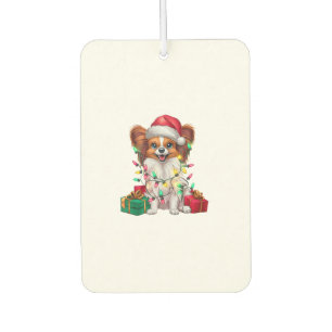 Xmas Lighting Santa Hat Papillon Dog Christmas  Car Air Freshener