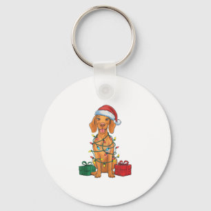 Xmas Lighting Santa Hat Pomeranian Dog Christmas Key Ring