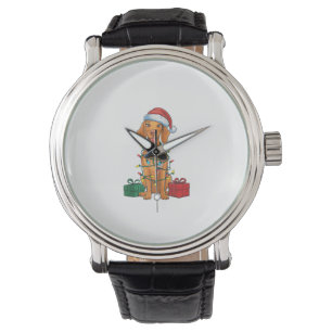Xmas Lighting Santa Hat Pomeranian Dog Christmas  Watch