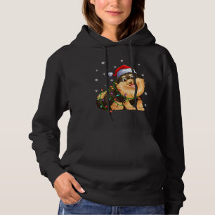 Xmas Lighting Santa Hat Pomeranian Hoodie