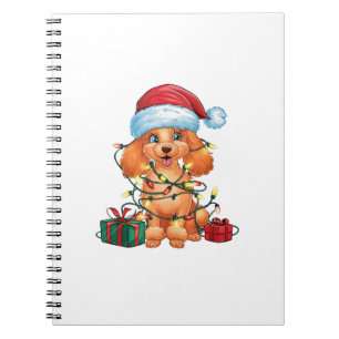 Xmas Lighting Santa Hat Poodle Dog Christmas Notebook