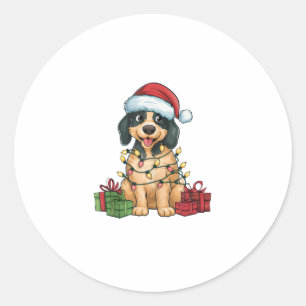 Xmas Lighting Santa Hat Pudelpointer Dog Christmas Classic Round Sticker