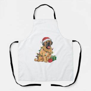 Xmas Lighting Santa Hat Pyrenean Mastiff Dog Chris Apron