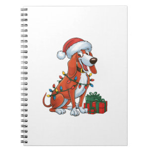 Xmas Lighting Santa Hat Redbone Coonhound Dog Chri Notebook