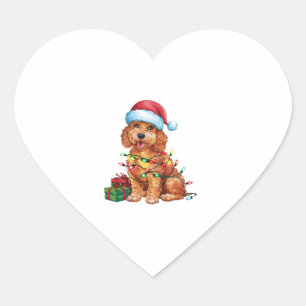 Xmas Lighting Santa Hat Schnoodle Dog Christmas Heart Sticker