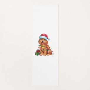 Xmas Lighting Santa Hat Schnoodle Dog Christmas Yoga Mat