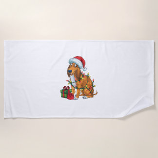 Xmas Lighting Santa Hat Scottish Deerhound Dog Chr Beach Towel