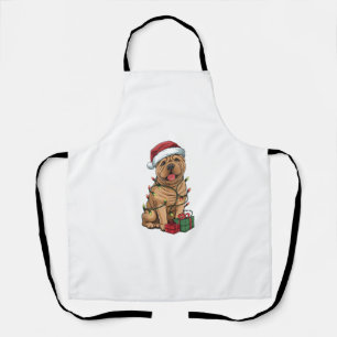 Xmas Lighting Santa Hat Shar Pei Dog Christmas _2 Apron