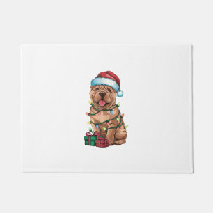 Xmas Lighting Santa Hat Shar Pei Dog Christmas  Doormat
