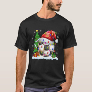 Xmas Lighting Santa Hat Soccer Football Christmas  T-Shirt