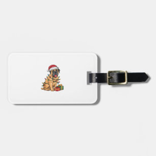 Xmas Lighting Santa Hat Spanish Mastiff Dog Christ Luggage Tag