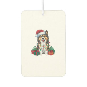 Xmas Lighting Santa Hat Tamaskan Dog Christmas Car Air Freshener