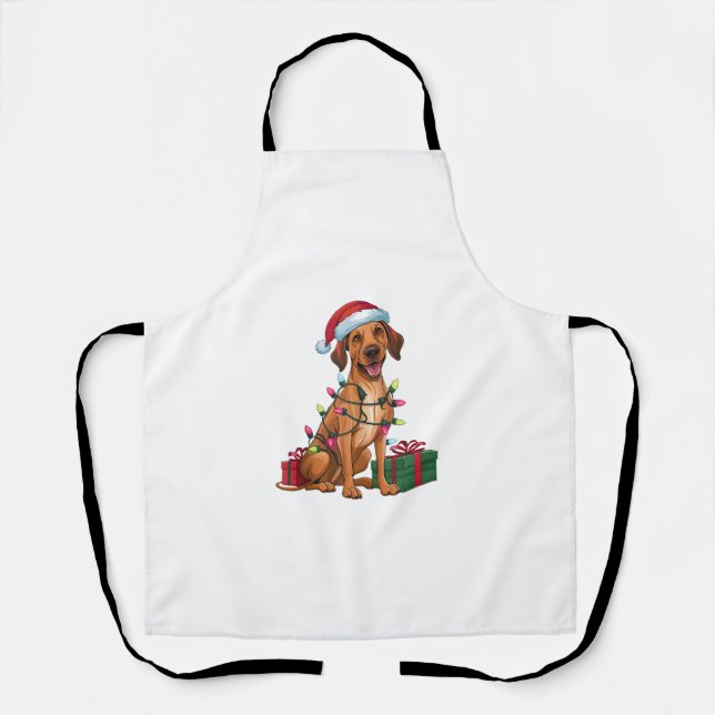 Xmas Lighting Santa Hat Thai Ridgeback Dog Christm Apron (Front)