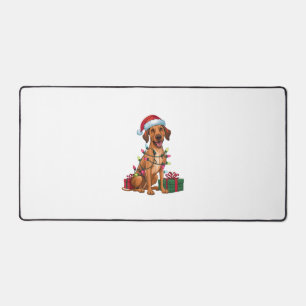 Xmas Lighting Santa Hat Thai Ridgeback Dog Christm Desk Mat
