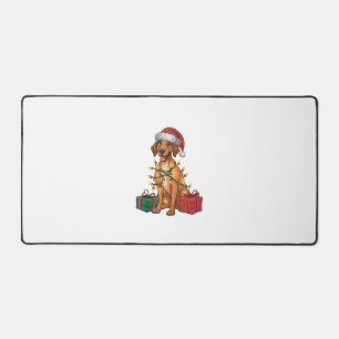 Xmas Lighting Santa Hat Thai Ridgeback Dog Christm Desk Mat
