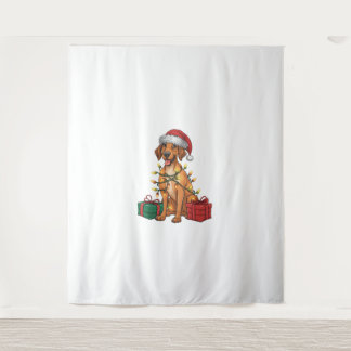 Xmas Lighting Santa Hat Thai Ridgeback Dog Christm Tapestry