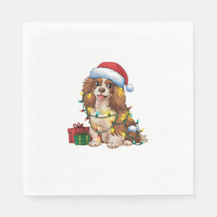 Xmas Lighting Santa Hat Tibetan Spaniel Dog Christ Napkin