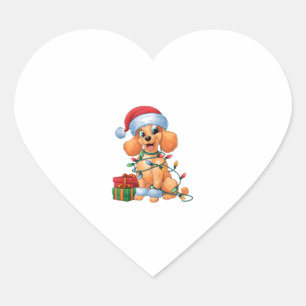 Xmas Lighting Santa Hat Toy Poodle Dog Christmas Heart Sticker