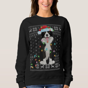 Xmas Lighting Santa Hat Ugly Border Collie Christm Sweatshirt