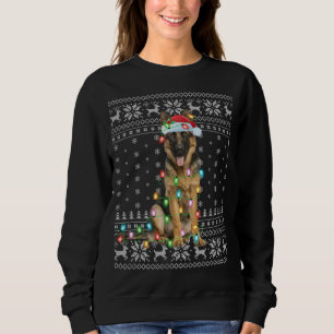 Xmas Lighting Santa Hat Ugly German Shepherd Chris Sweatshirt