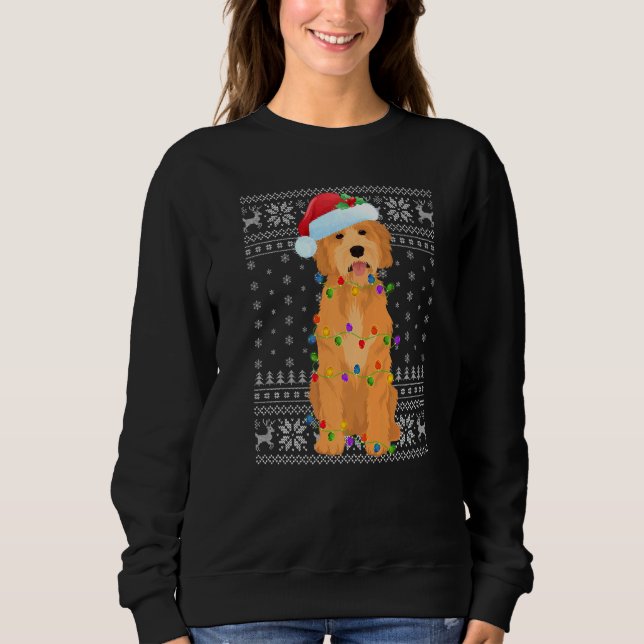 Xmas Lighting Santa Hat Ugly Goldendoodle Christma Sweatshirt (Front)
