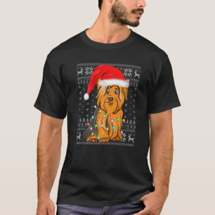 Xmas Lighting Santa Hat Ugly Yorkshire Terrier Chr T-Shirt