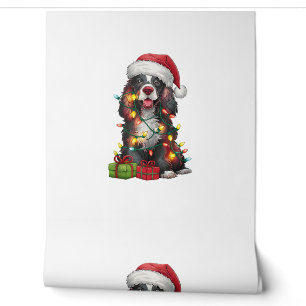 Xmas Lighting Santa Hat Welsh Springer Spaniel Dog Wallpaper