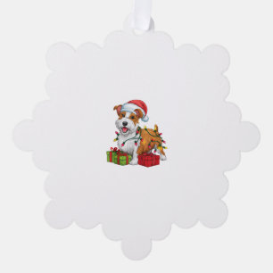 Xmas Lighting Santa Hat Welsh Terrier Dog Christma Tree Decoration Card