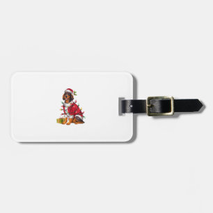 Xmas Lighting Santa Irish Setter Dog Christmas Luggage Tag