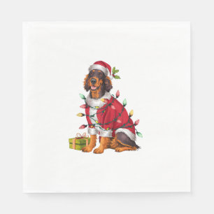 Xmas Lighting Santa Irish Setter Dog Christmas  Napkin