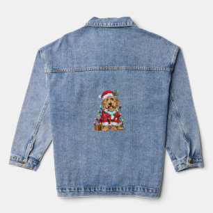 Xmas Lighting Santa Labradoodle Dog Christmas  Denim Jacket