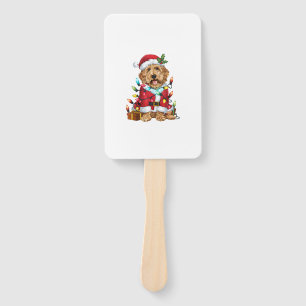Xmas Lighting Santa Labradoodle Dog Christmas  Hand Fan