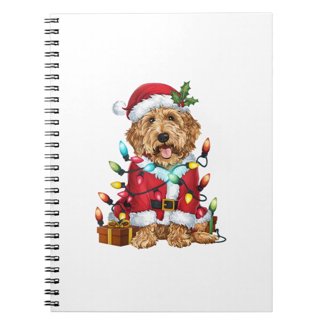 Xmas Lighting Santa Labradoodle Dog Christmas  Notebook (Front)