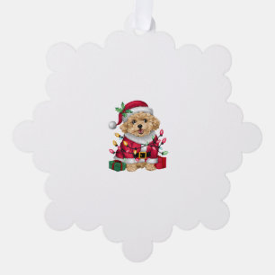 Xmas Lighting Santa Maltipoo Dog Christmas Tree Decoration Card