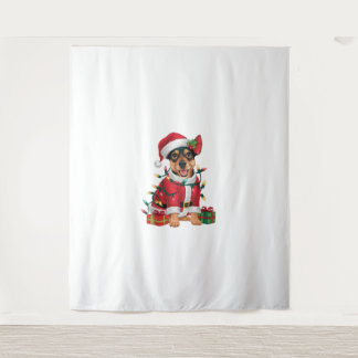 Xmas Lighting Santa Miniature Pinscher Dog Christm Tapestry