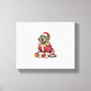 Xmas Lighting Santa Newfoundland Dog Christmas Canvas Print