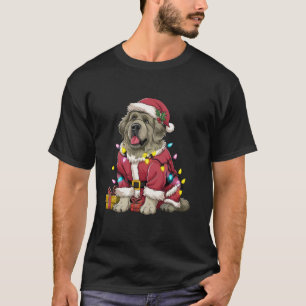Xmas Lighting Santa Newfoundland Dog Christmas  T-Shirt