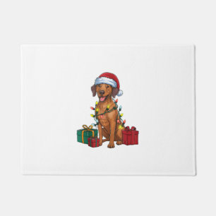 Xmas Lighting Santa Rhodesian Ridgeback Dog Christ Doormat