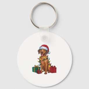 Xmas Lighting Santa Rhodesian Ridgeback Dog Christ Key Ring