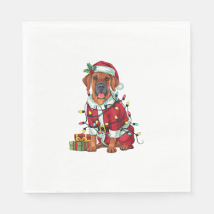 Xmas Lighting Santa Rhodesian Ridgeback Dog Christ Napkin
