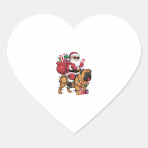 Xmas Lighting Santa Riding Bullmastiff Dog Christm Heart Sticker