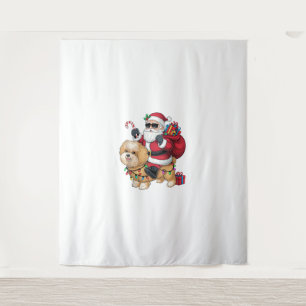 Xmas Lighting Santa Riding Chow Chow Dog Christmas Tapestry