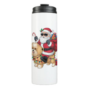 Xmas Lighting Santa Riding Chow Chow Dog Christmas Thermal Tumbler